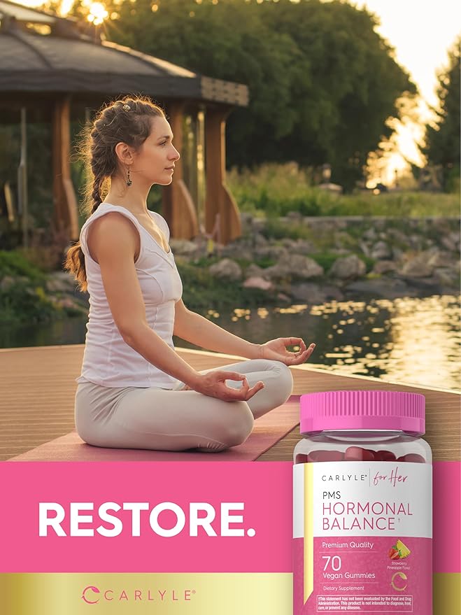 Carlyle Hormonal Balance for Women & PMS Supplement | 70 Gummies | Vitamin Complex | with Iron | Vegan, Non-GMO, Gluten Free | for Her