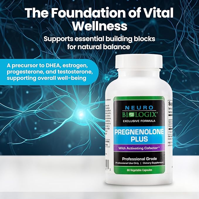 Pregnenolone Plus - Optimal Pregnenolone Supplement for Women to Support Energy, Mood & Mental Clarity - Promotes Mitochondrial Function & Hormone Balance with Niacinamide – 60 Vegetable Capsules