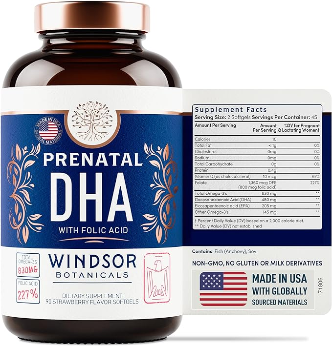 Prenatal Vitamins with DHA and Folic Acid Omega-3s D3 D3 Prenatal 90 Strawberry