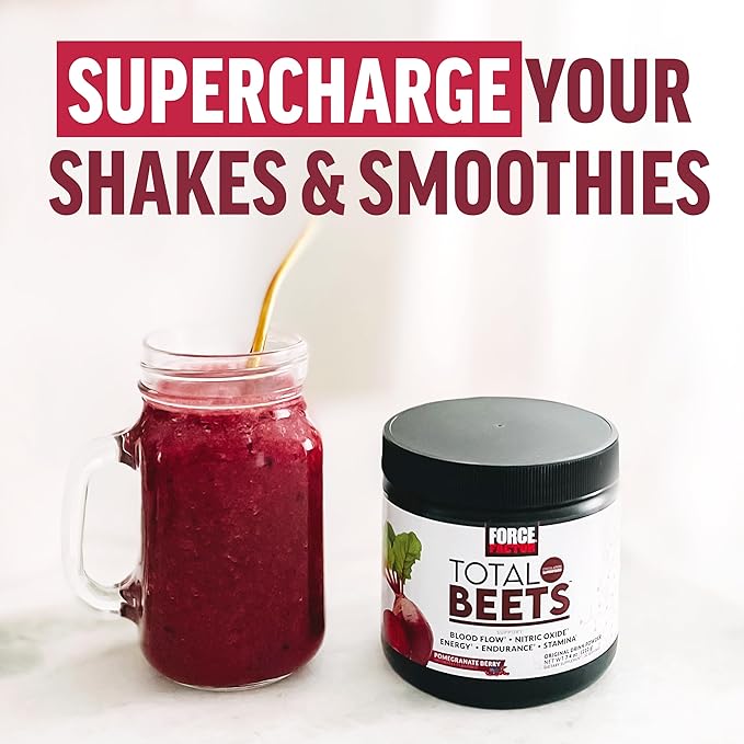 FORCE FACTOR Total Beets Superfood Beet Root Powder 2-Pack, Nitrates to Support Circulation, Blood Flow, Nitric Oxide, Energy, Endurance, Stamina, Cardiovascular Heart Health Supplement, 60 Servings