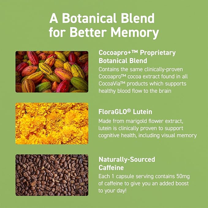 CocoaVia Memory & Focus Brain Supplement, 90 Day, 90 Capsules