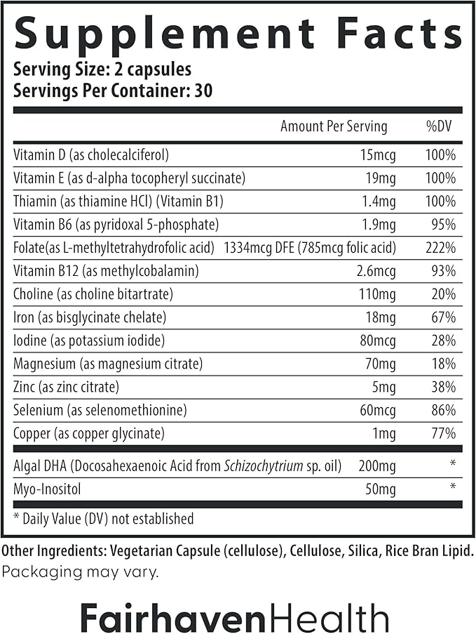 Fairhaven Health Prenatal Multivitamin Essentials 60 Capsules