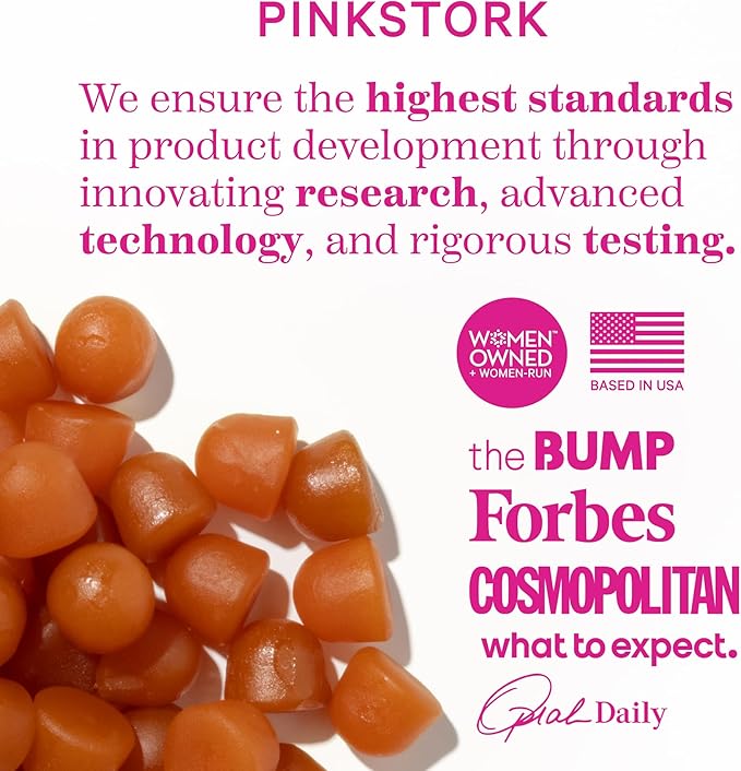 Pink Stork Premium Fertility Gummies for Women - Prenatal Conception Supplements for Her with Inositol, CoQ10, Folate and Vitamins to Support Hormone Balance, Ovulation + Menstrual Cycle, 60 Gummies