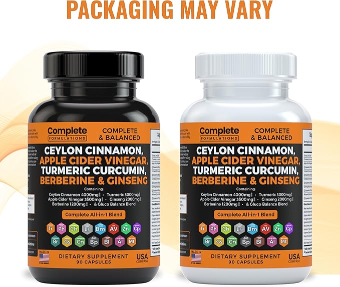 Ceylon Cinnamon Capsules 4000mg with Berberine 1200mg, Apple 3500mg, Turmeric 3000mg, Ginseng 2000mg, Zinc,