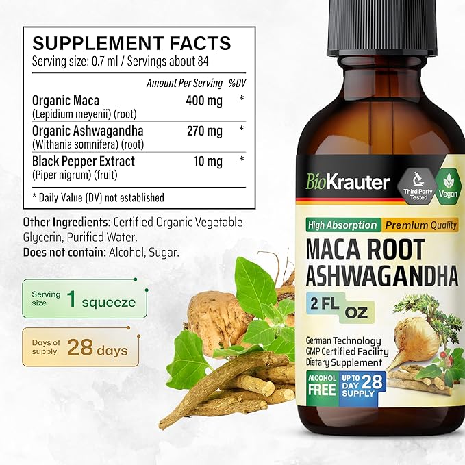 Maca Root and Ashwagandha Tincture 2 Fl.Oz.