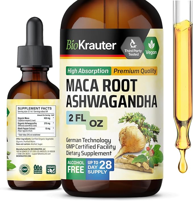 Maca Root and Ashwagandha Tincture 2 Fl.Oz.