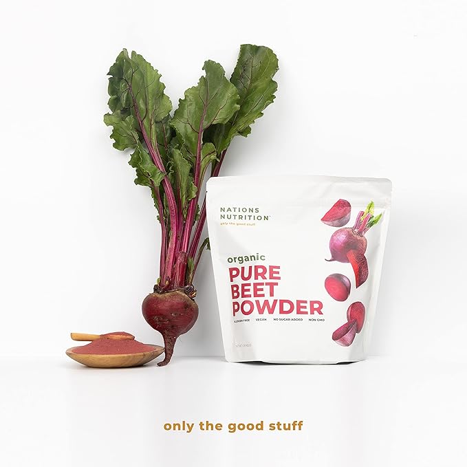 Pure Beet Root Powder Organic - Nitric Oxide Circulation Superfood, Supports Blood Flow & Heart Health - Increase Stamina & Natural Energy, 30+ Servings (1 LB Bag)