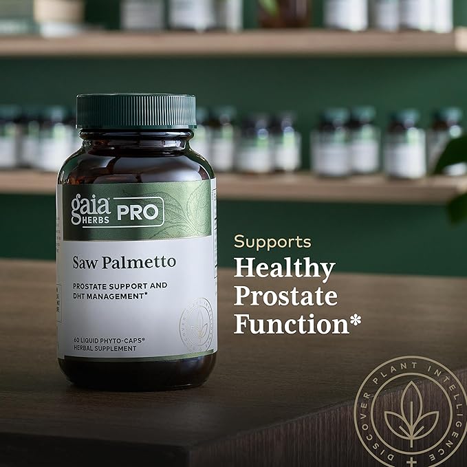Gaia Herbs Pro Saw Palmetto Berry - Testosterone Booster for Men - with Saw Palmetto & Sunflower Seed Lecithin - 60 Vegan Liquid Phyto-Capsules (60 Servings)