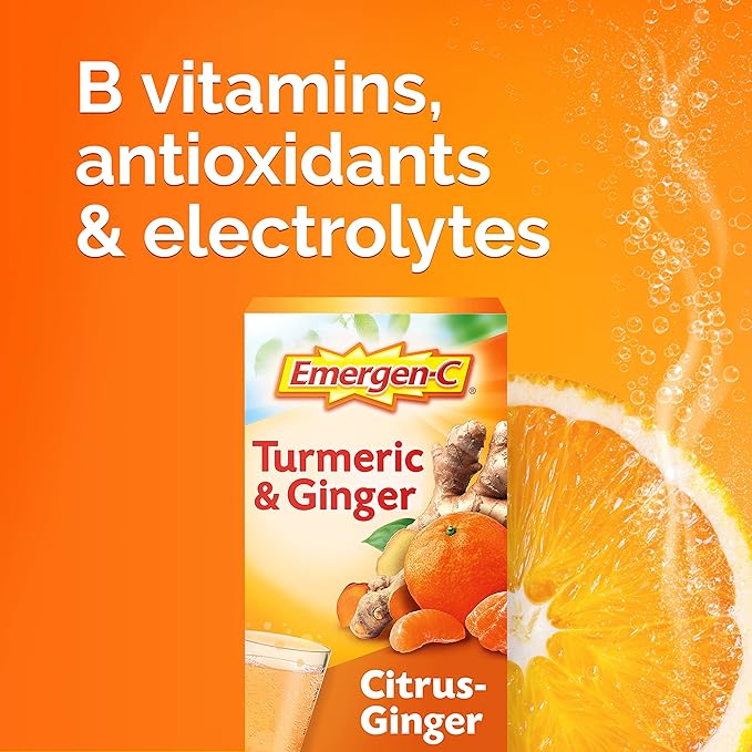 Emergen-C Citrus-Ginger Fizzy Drink Mix, Turmeric 18 Count