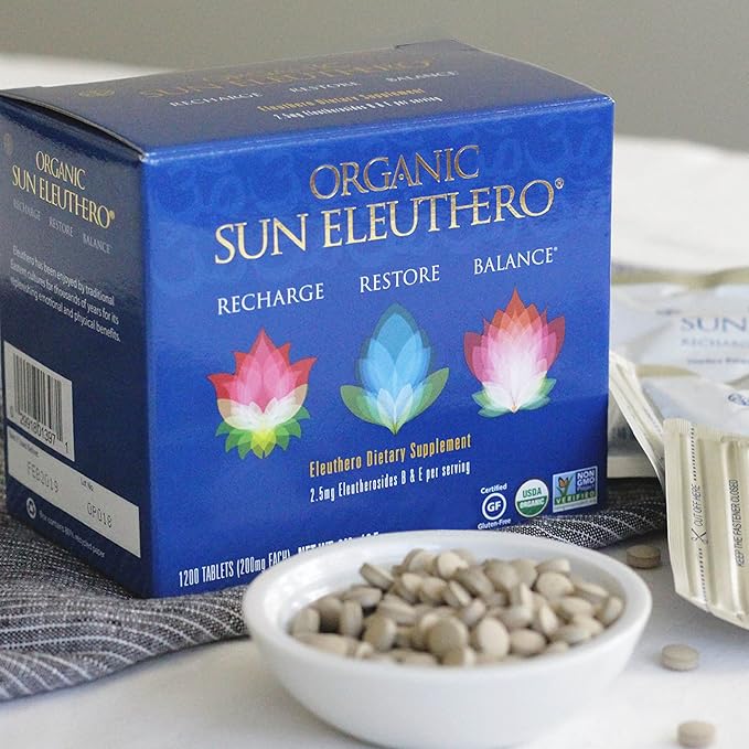 Sun Chlorella Organic Sun Eleuthero Root 200 mg 1200 Tablets