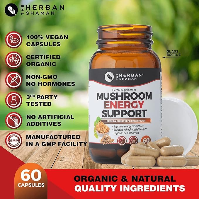 Mushroom Supplement Energy Support CoQ10 + (60 Capsules)