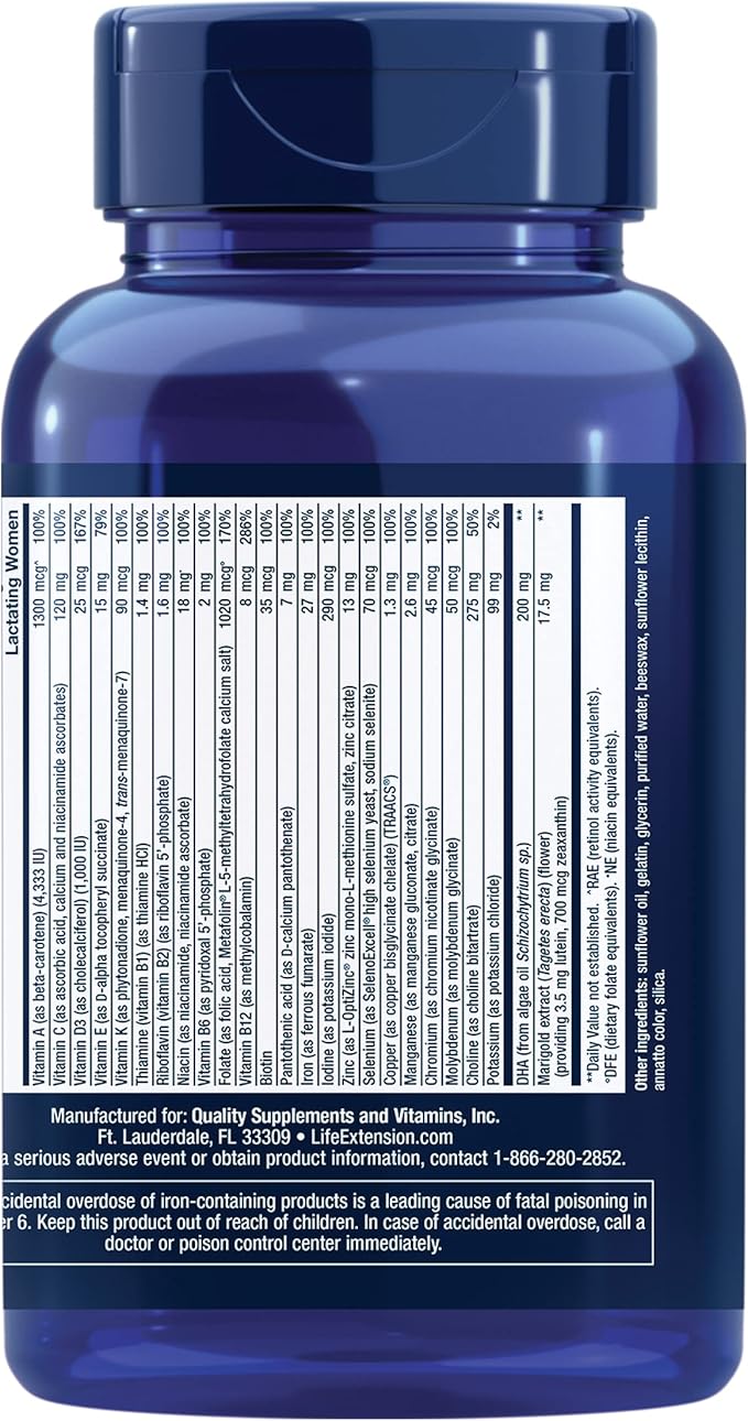 Life Extension Prenatal Advantage Supplement – -120 Softgels