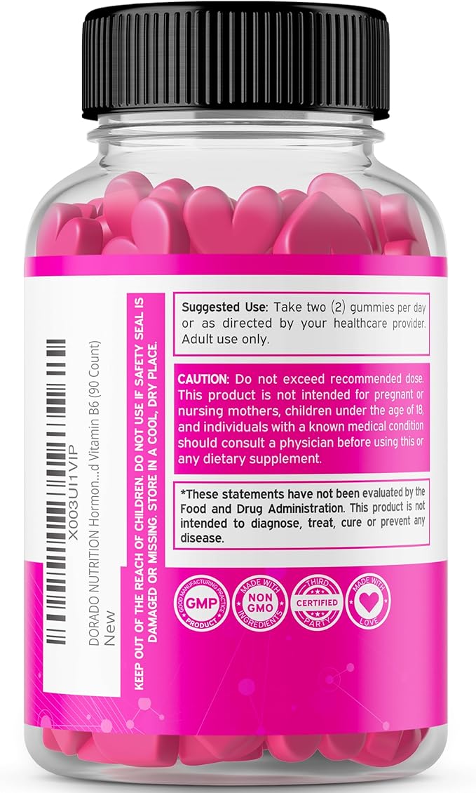 Hormone Balance For Women Gummies & PMS Gummies (90 Count) - Natural Hormone Balance for Women - Cramps, Bloating, Mood Swings, Hot Flashes - Formulated with Cranberry, Dong Quai & Chasteberry