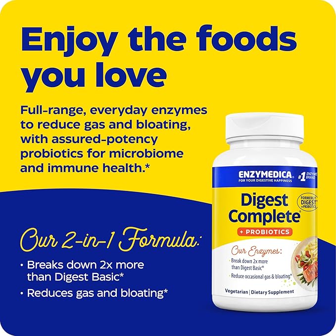 Enzymedica, Digest Complete + Probiotics, Full-Range, 800 Million 30 Count
