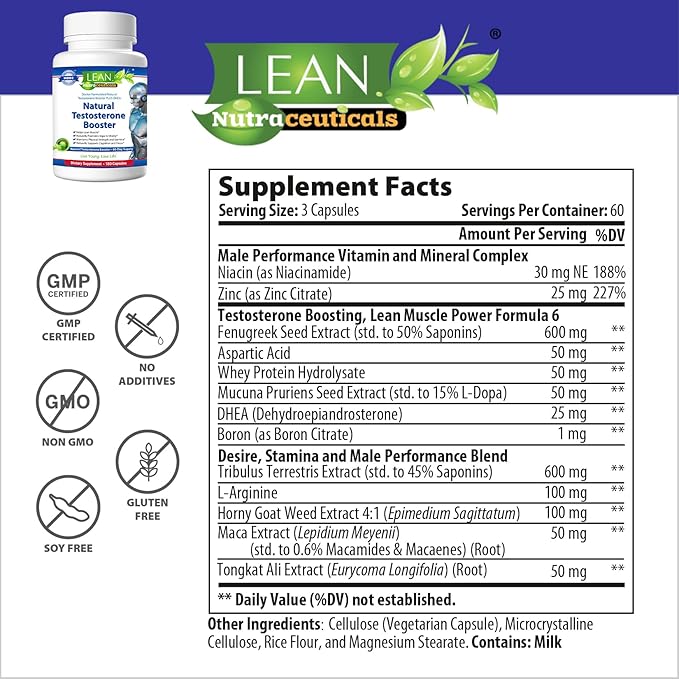 Testosterone Booster for Men, 180 Capsules