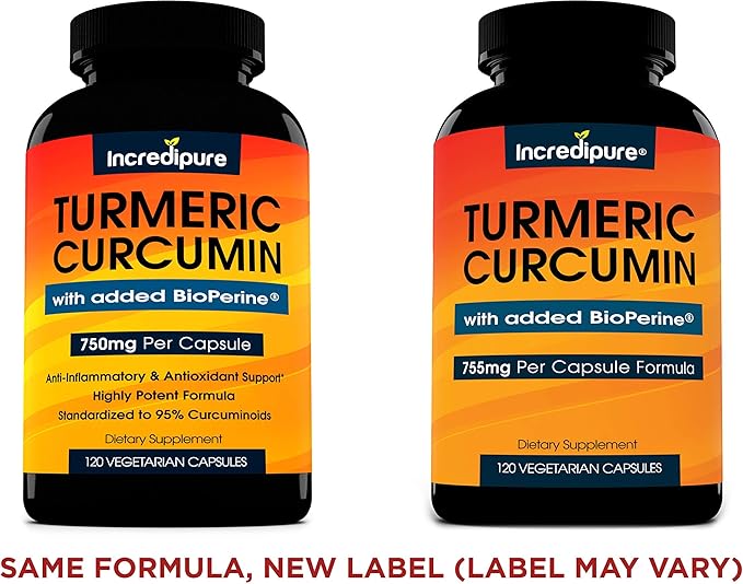 Turmeric Curcumin Supplement w/ BioPerine 755mg Per 120 Veggie