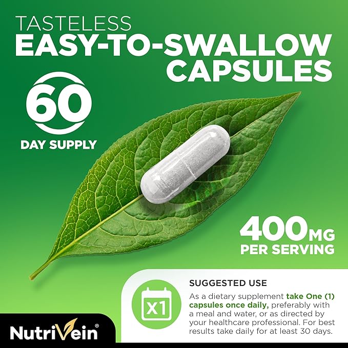 Nutrivein DIM Supplement 400mg Diindolylmethane Plus Bioperine - Maintain Hormone Balance with Estrogen for Menopause and Middle Age - Supports Acne and PCOS Treatment Men & Women