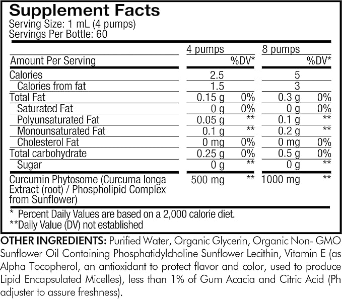 Codeage Liposomal Curcumin Phytosome Liquid Supplement, 2 fl