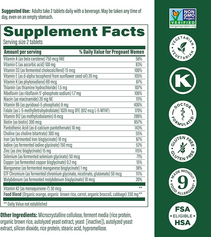 MegaFood Baby & Me 2 Prenatal 120 Tabs (60 Servings)