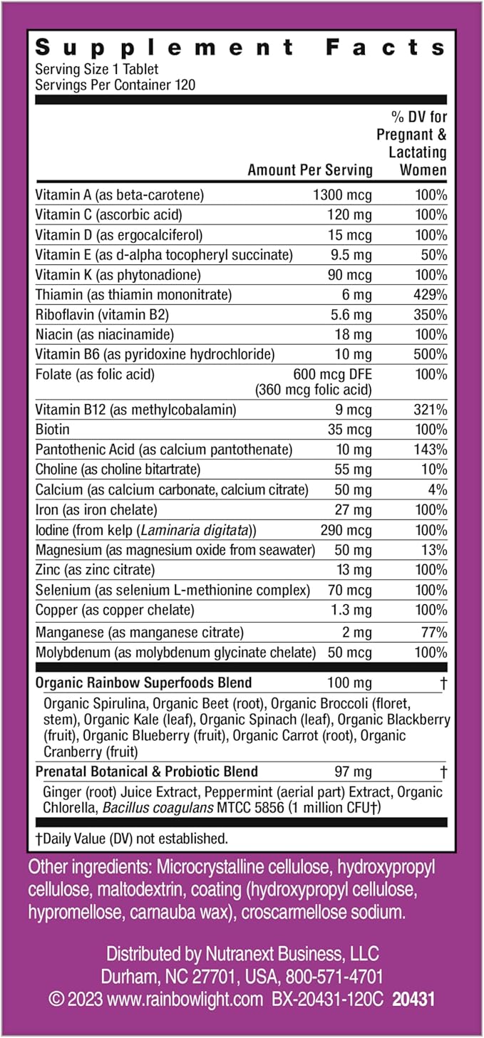Rainbow Light High-Potency Prenatal One Multivitamin, 120 Count