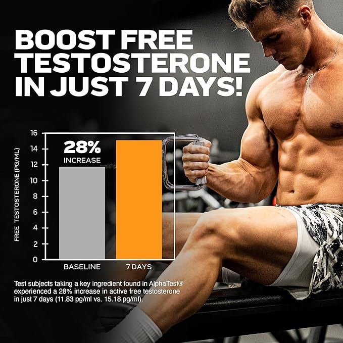Testosterone Booster for Men, MuscleTech AlphaTest, 120 Pills