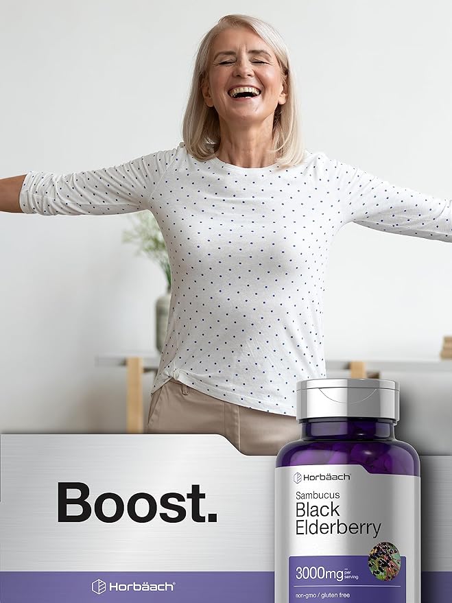 Horbäach Black Elderberry 3000mg Capsules 180 Count