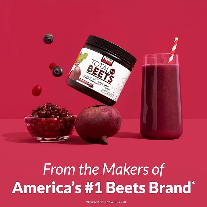 FORCE FACTOR Total Beets Energy Drink Mix 2-Pack, Superfood Beet Root Powder, Nitrates to Boost Energy, Support Circulation, Blood Flow, Nitric Oxide and Stamina, Heart Health Supplement, 60 Servings