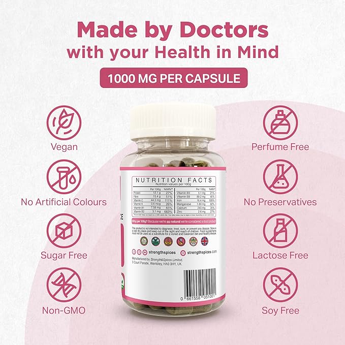 Strength & Spices Hormone Balance 100% 12 Ingredients 60 Vegan 1000mg Capsules