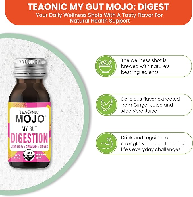 TEAONIC My Gut Mojo: Digest, Detox 12 Bottles, 2 Fl