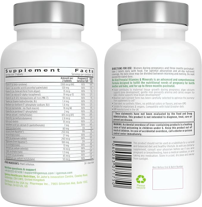 Methylated Prenatal Multivitamin, Folate for MTHFR, 6 x 60 Tablets,