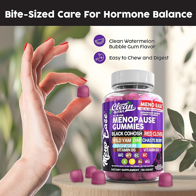 Menopause Supplement for Women Gummies with Black Cohosh, Wild Yam, DIM, Magnesium, Red Clover Chasteberry for Hormone Balance Relief Night Sweats Mood Plus Bergamot, Vitamin D3, Vitamin B6 B12