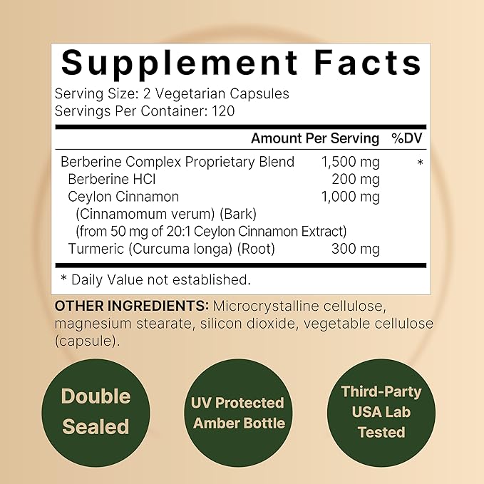 2 Pack Berberine Supplement 1500mg, 480 1000mg True 300mg Turmeric 97% Berberine