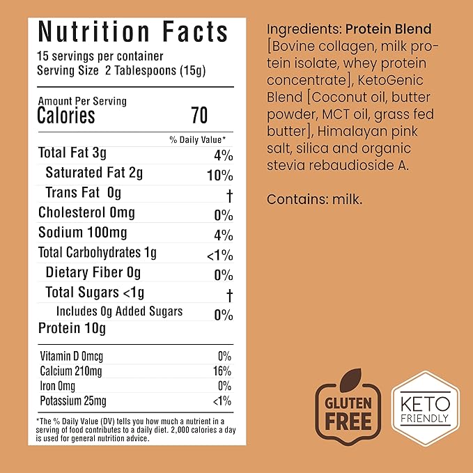 Protein Creamer, Hazelnut Flavor, Keto Friendly, 10g of Protein with Vitamins and Minerals, 15 Servings, May Boost Metabolism and Increase Energy, Multi, 7.94 Ounce