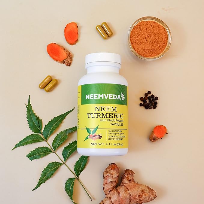Neem Turmeric Capsules with Black Pepper 120 Veg