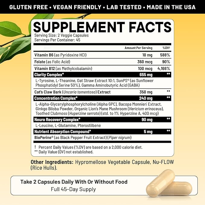 Prime Brain Supplement B12 & 90 Vegan