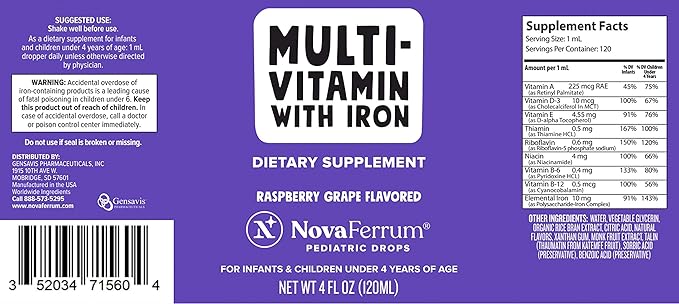 NovaFerrum Yum | Multivitamin with Iron 4 & 120 Servings
