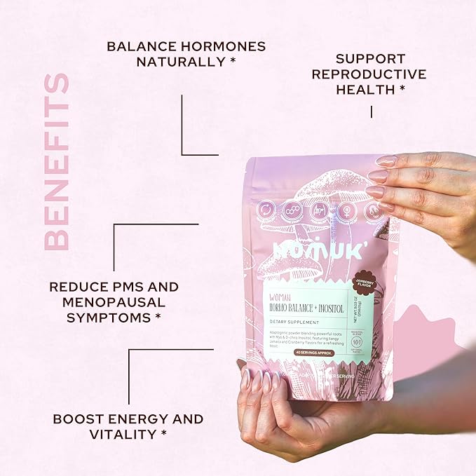 Woman Hormo Balance + Inositol 40:1| Hormonal Support for Women | 4 Adaptogens, Cranberry & Hibiscus Flavor | Promotes Hormo Balance, Energy & Menstrual Health | 100% Natural Ingredients, 40 Servings