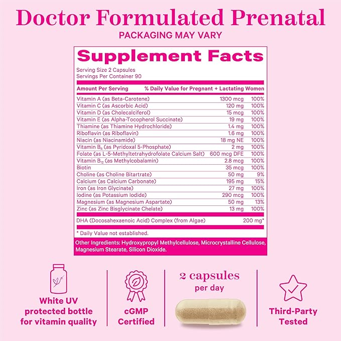 Pink Stork Total Prenatal Vitamins 3 Month 180 Capsules