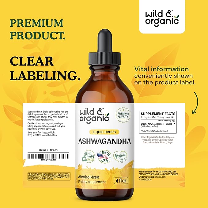 Ashwagandha Drops - Mood Support Supplement 4 fl