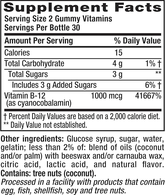 Vitafusion B12 Gummy Vitamins, Delicious Raspberry 60ct (30 (30 Day