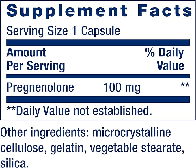 Life Extension Pregnenolone Hormone Balance 100mg, D3 K1 K1 K2 K2 Iodine 60 Capsules