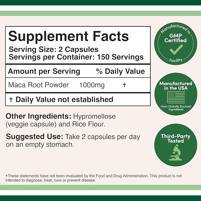 Maca Root Capsules for Women and 300 Count (1,000mg of