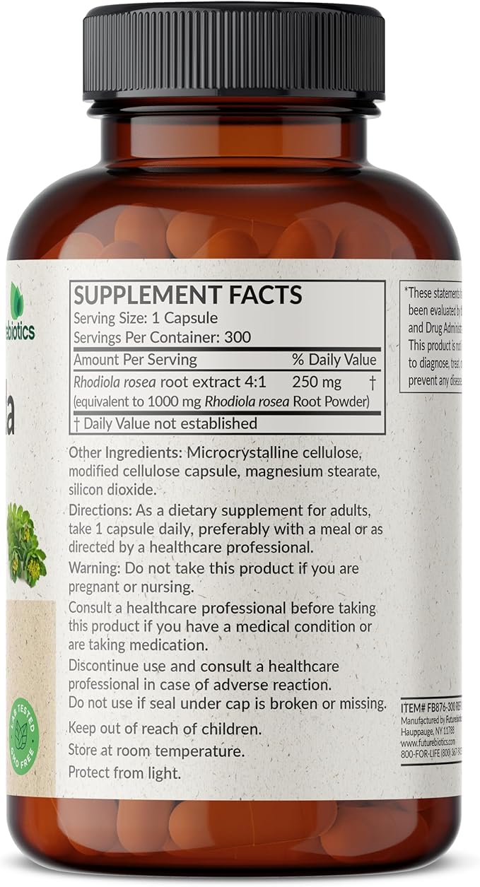 Futurebiotics Rhodiola Rosea 1000 MG Adaptogenic 300 Vegetarian