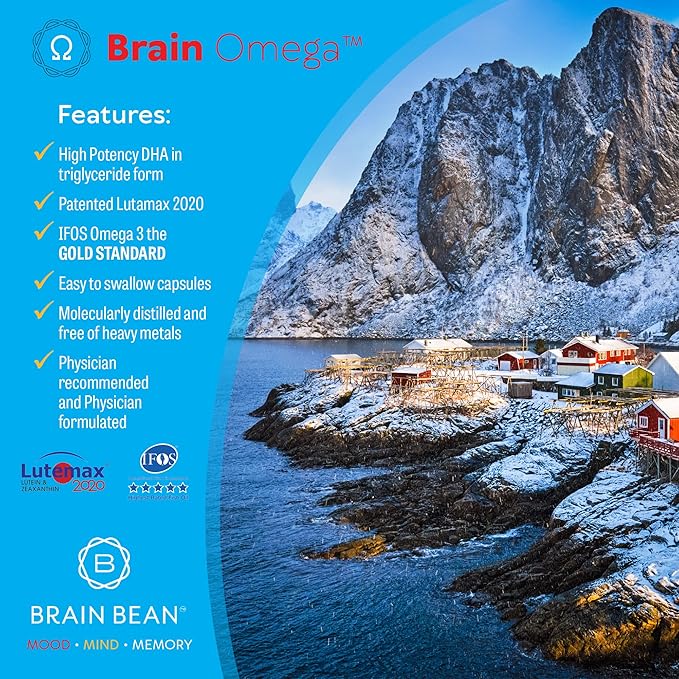 Brain Omega with Lutein & Zeaxanthin, 3 Plus 460 mg 90 mg 180 Softgels, 90 Servings