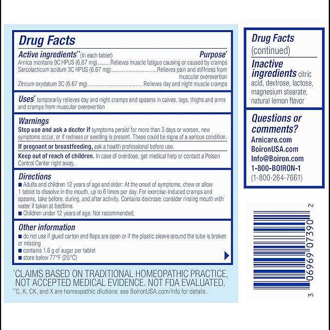 Boiron Arnicare Leg Cramps for Day and Night Relief from Cramping and Stiffness in Feet or Calves - 33 Tablets