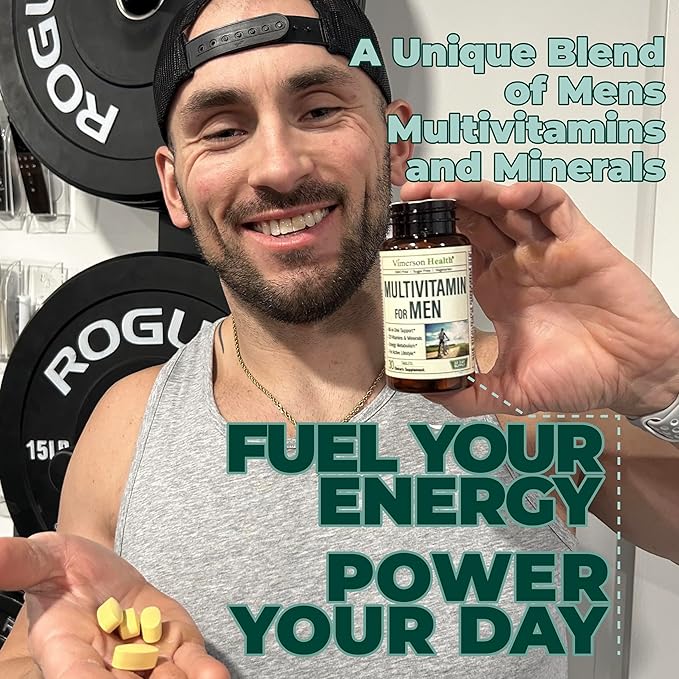 Multivitamin for Men - Daily Mens Multivitamins & Multiminerals with Vitamin A, C, D, E, B12, Zinc & Iron. Essential Vitamins for Men - Mens Vitamins for Energy, Focus, and Mens Health. 30 Tablets