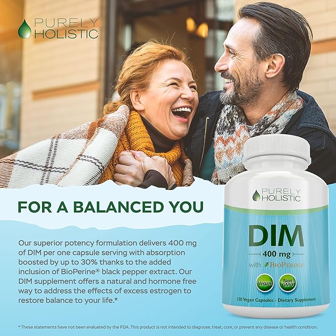 DIM Supplement 400mg Plus Bioperine - 150 Vegan Capsules - 5 Month Supply - Hormone Balance for Women & Men - High Strength Diindolylmethane