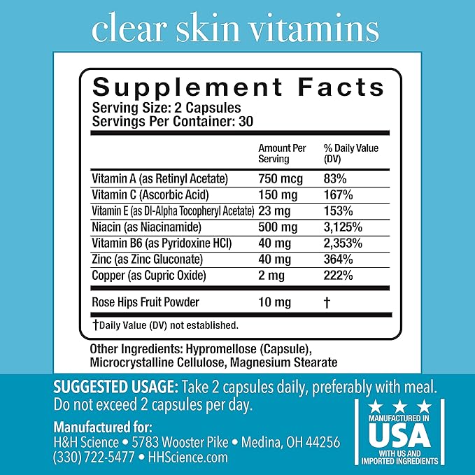 Clear Skin Vitamins for Women & Men