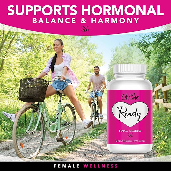 Ready- Female Health and Wellness Supplement- Supports Hormonal Harmony and Balance in Women- Naturally Boost Feminine Vitality, Energy and Mood- 60 Capsules