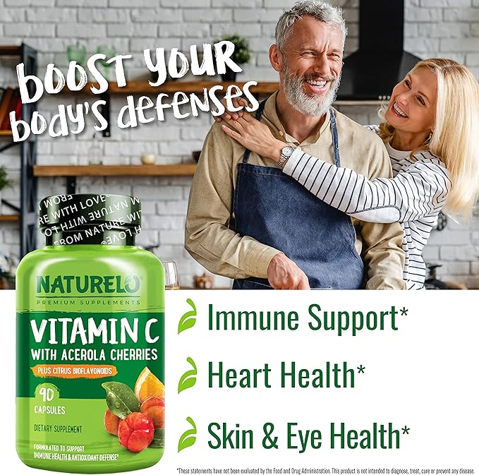 NATURELO Vitamin C with Organic Acerola 500 mg 90 Capsules